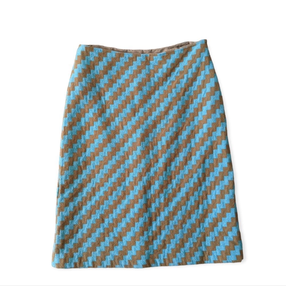 J.Crew Wool Midi Zig Zag Skirt A Line Size 4